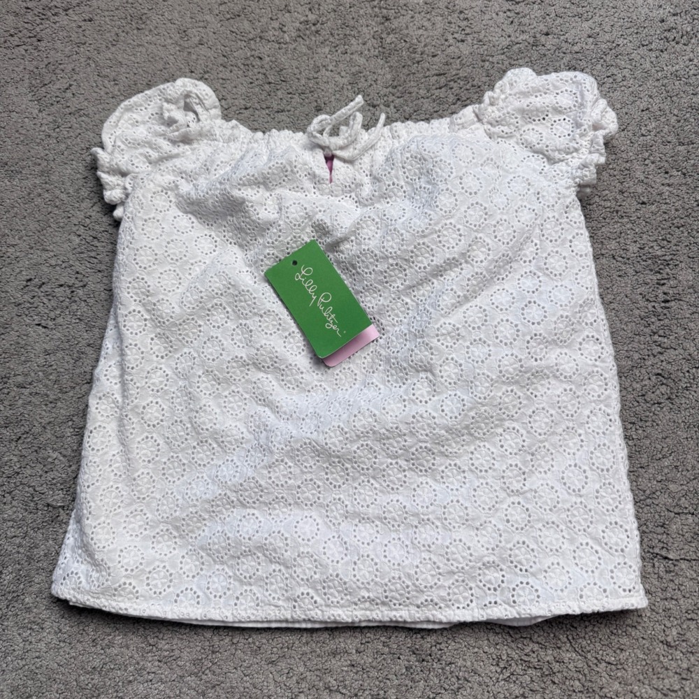 Lilly Pulitzer Youth Girls 10 Ellis Top Eyelet White NEW